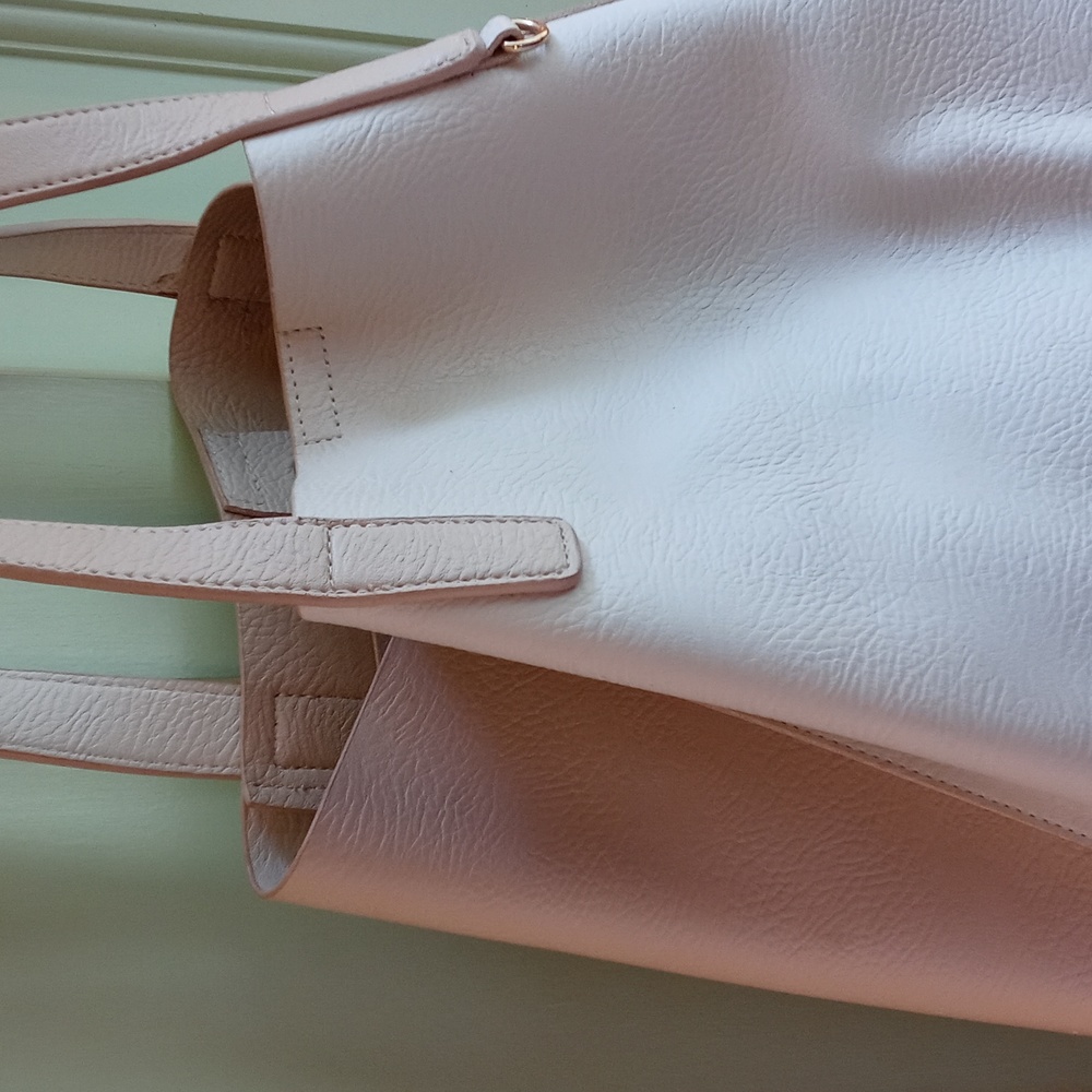 Women's Merona cream tan fold in tote bucket bag purse handbag 👜